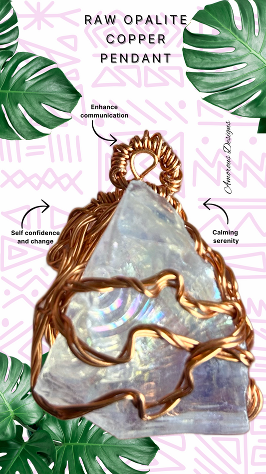 Raw Opalite Copper Pendant