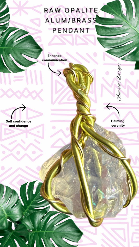 Raw Opalite Aluminum/Brass Pendant