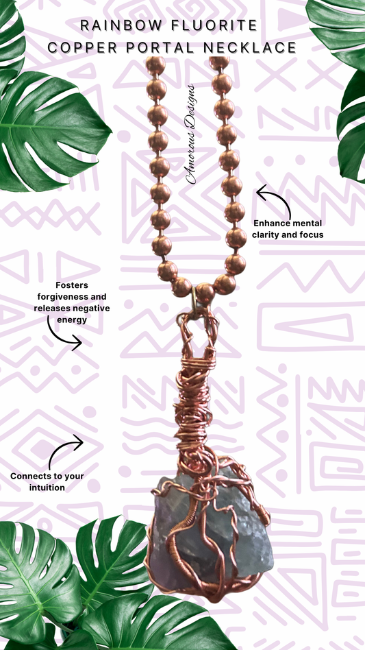 Rainbow Fluorite Copper and Aluminum Necklace