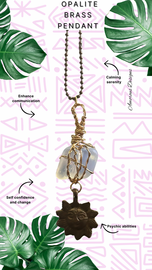 Opalite Brass Sun Necklace