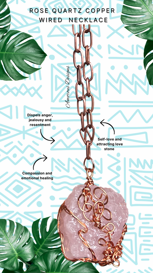 Rose Quartz Copper Wired Necklace