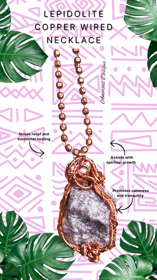 Lepidolite Double Alum/Copper Wired Necklace