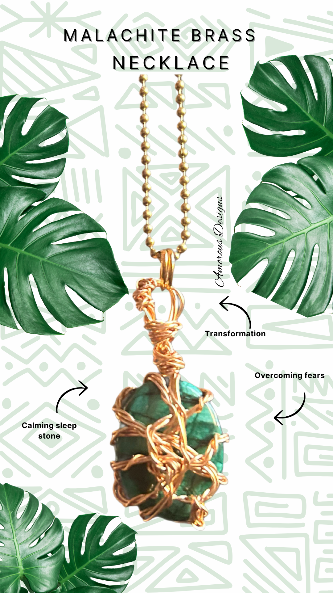 Malachite Brass Necklace 03