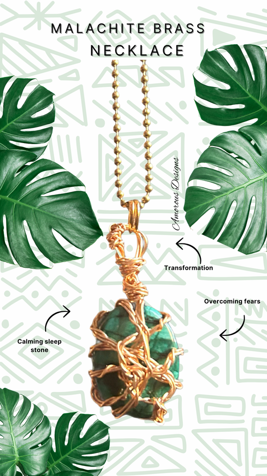 Malachite Brass Necklace 03