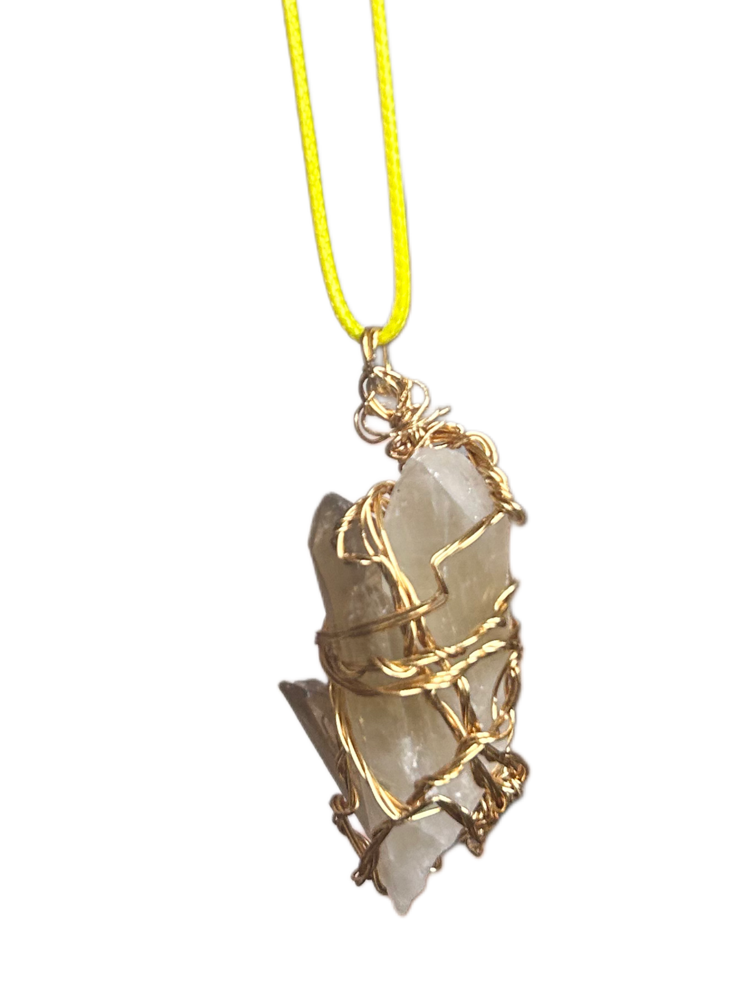 Smoky Quartz Brass Wired Necklace