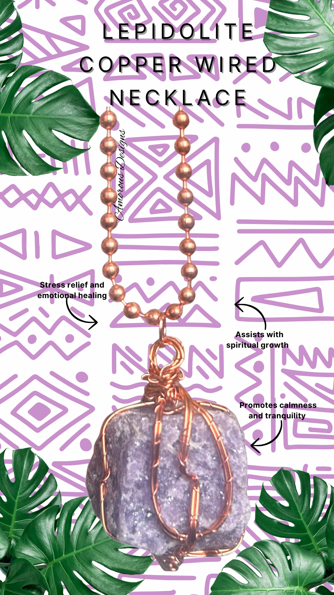 Lepidolite Copper Wired Necklace