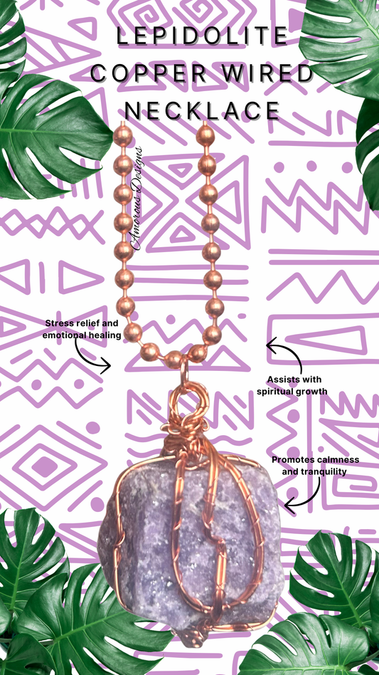 Lepidolite Copper Wired Necklace