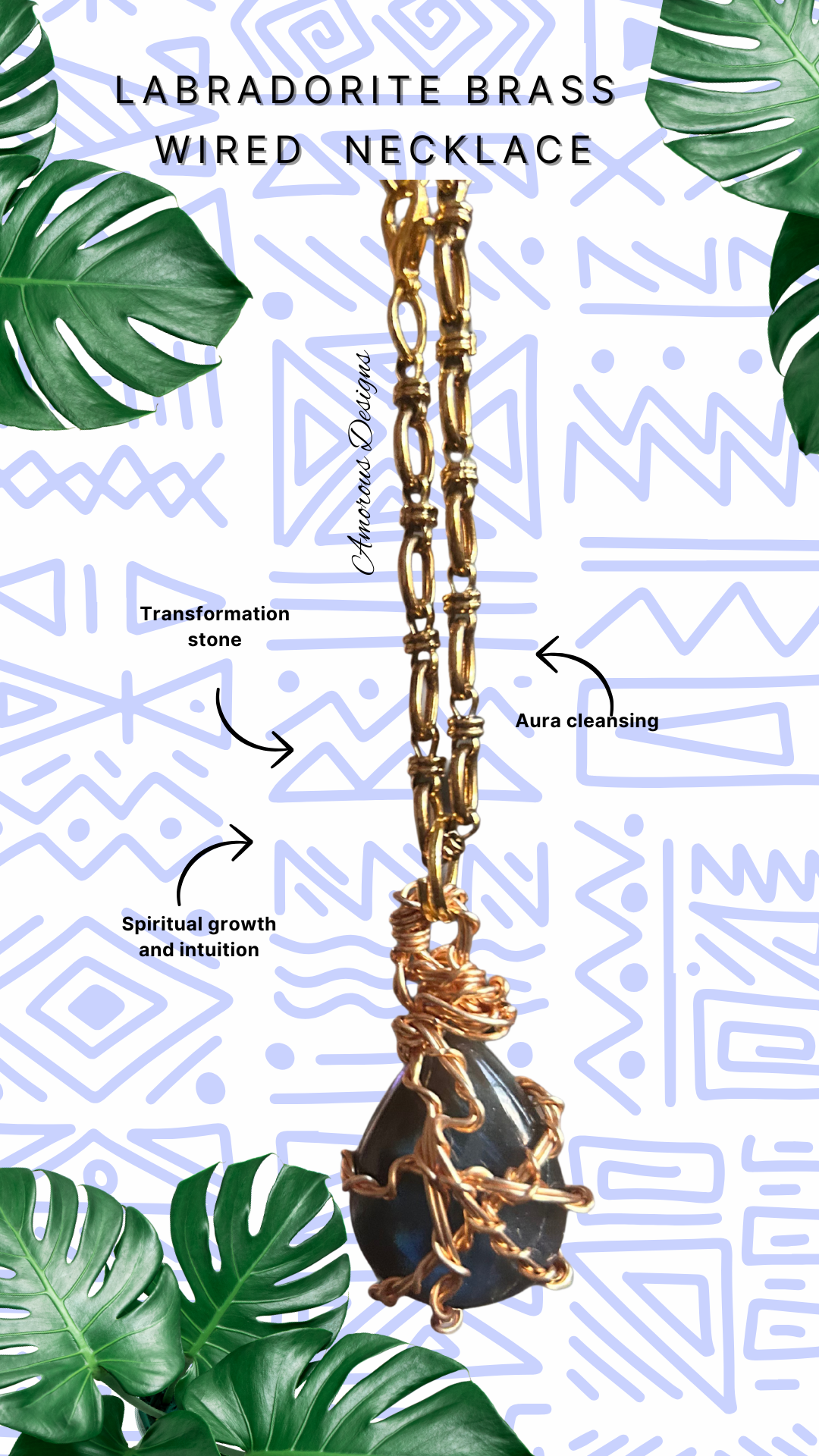 Labradorite Brass Necklace 05