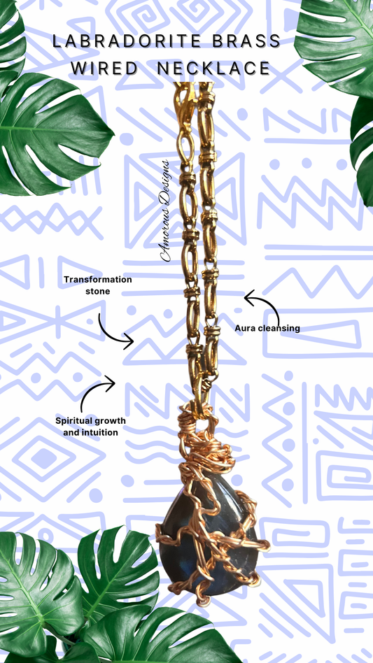 Labradorite Brass Necklace 05