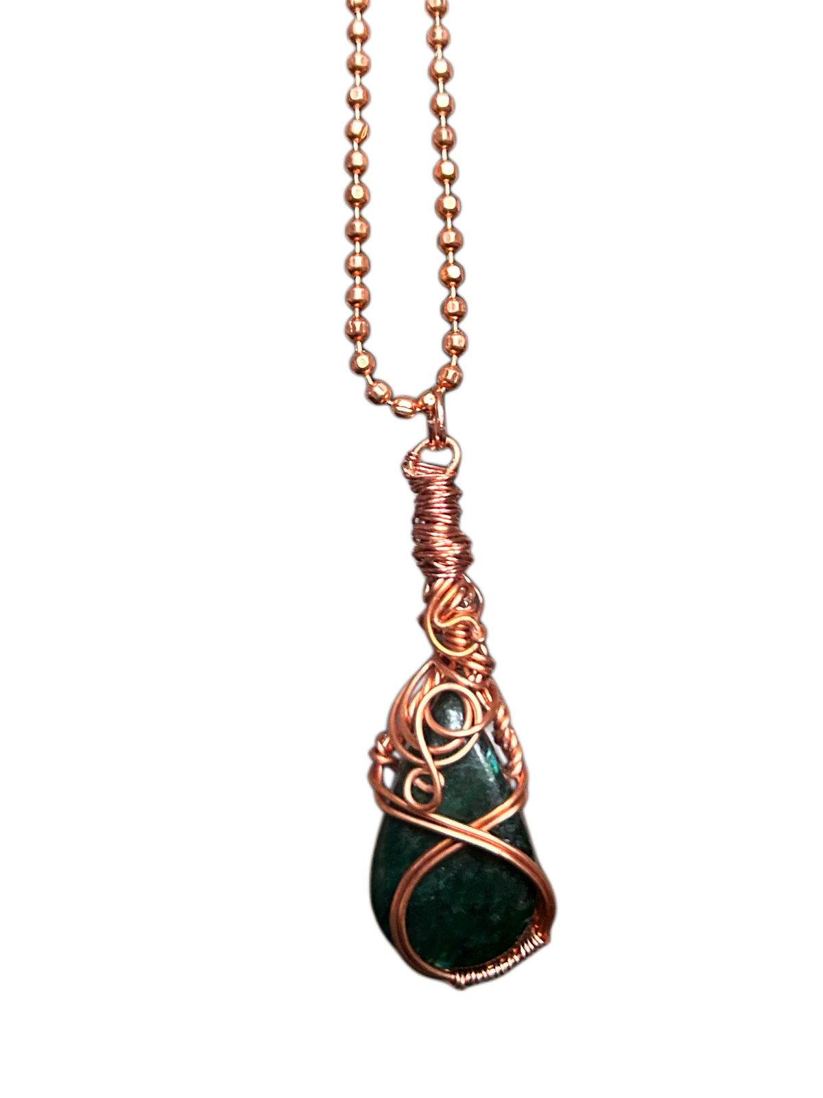 Green Labradorite Copper Wired Necklace