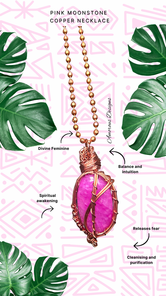 Pink Moonstone Copper Necklace