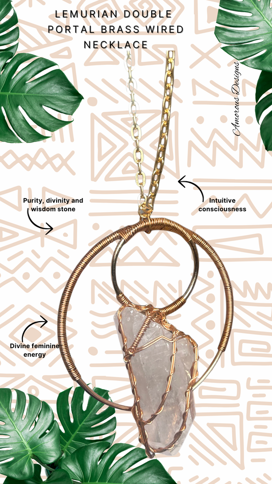Lemurian Double Portal Brass Wired Necklace