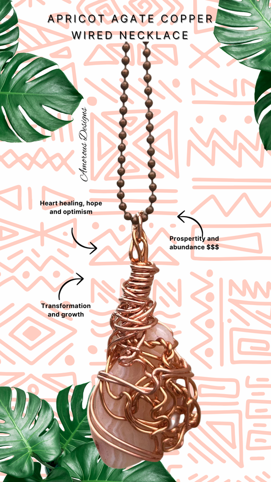 Apricot Agate Copper Wired Pendant