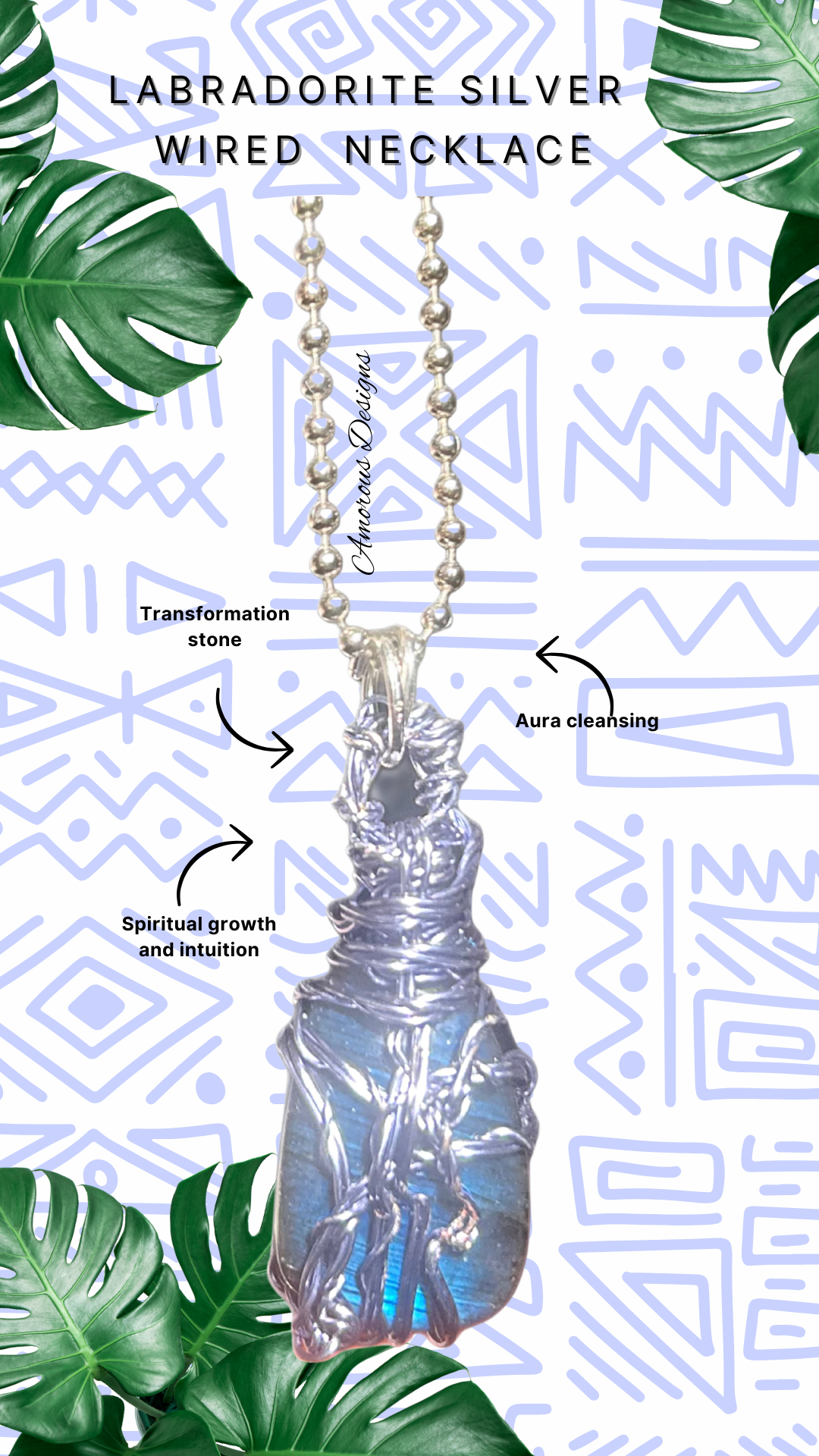 Labradorite Purple Wired Necklace