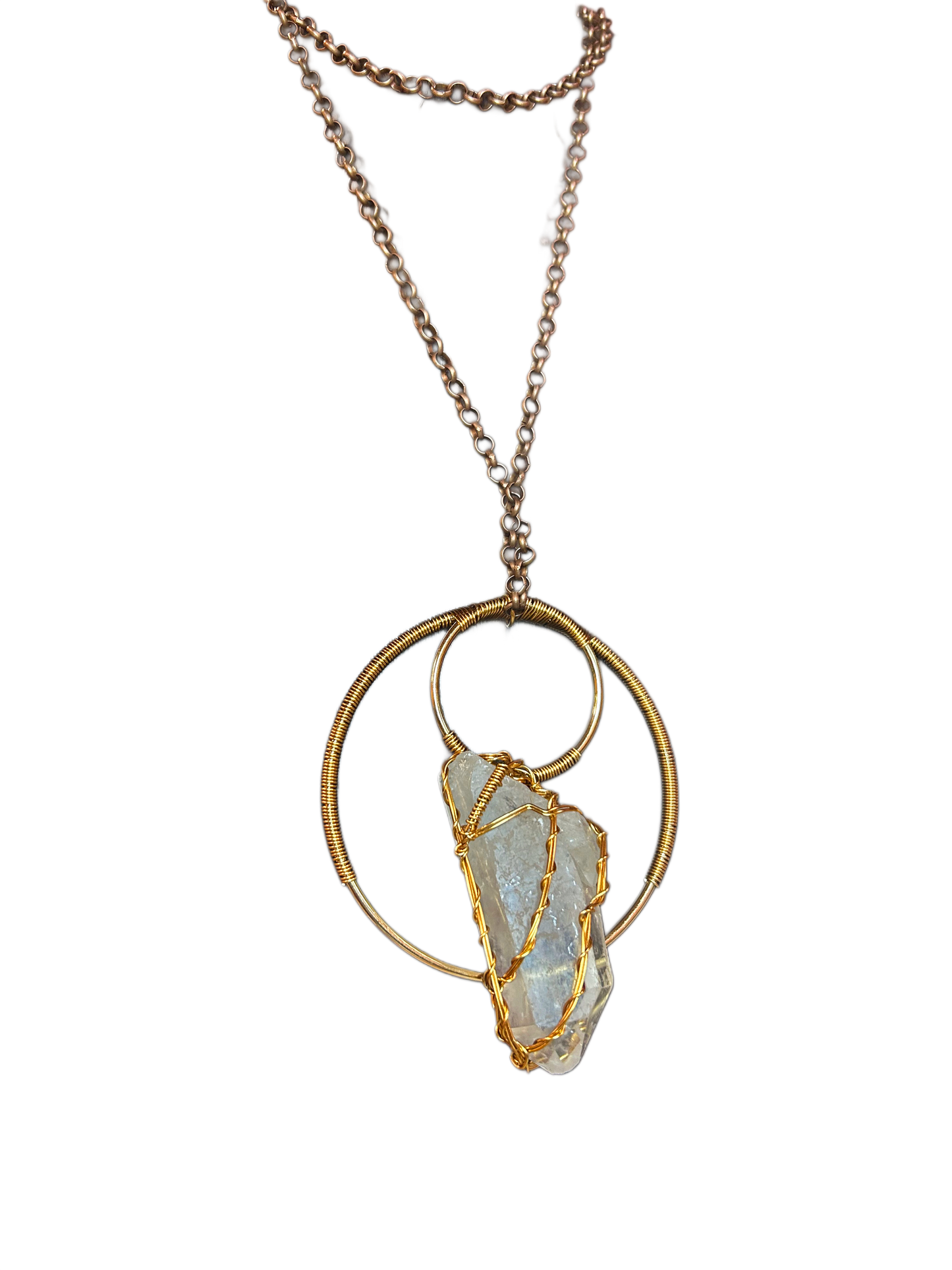 Lemurian Double Portal Brass Wired Necklace