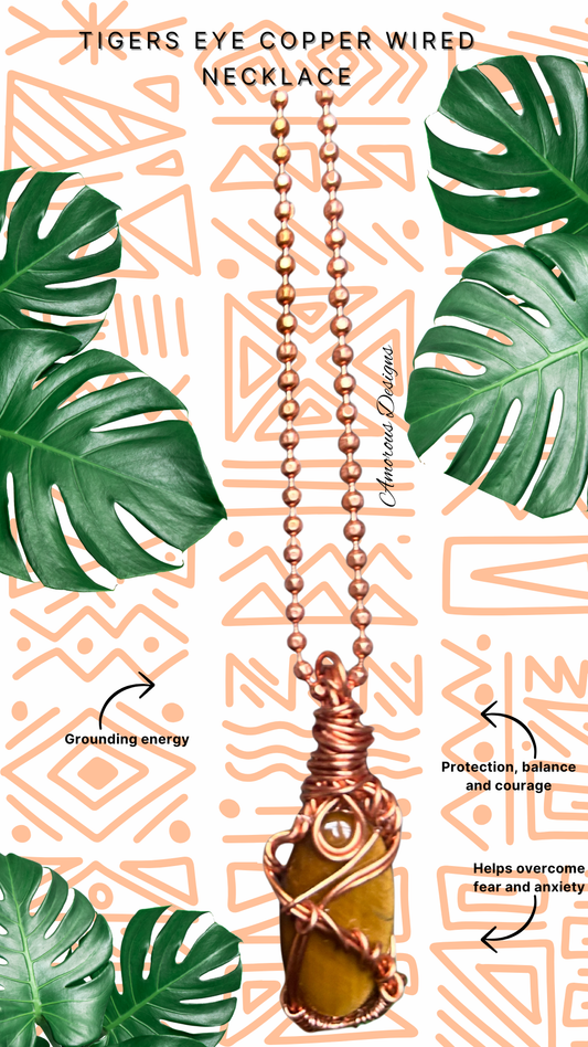 Tiger's Eye Copper Wired Necklace