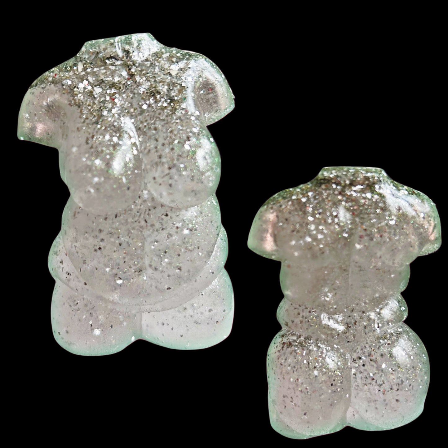 Plus Sized Resin Body Sculpture Cracked Glass