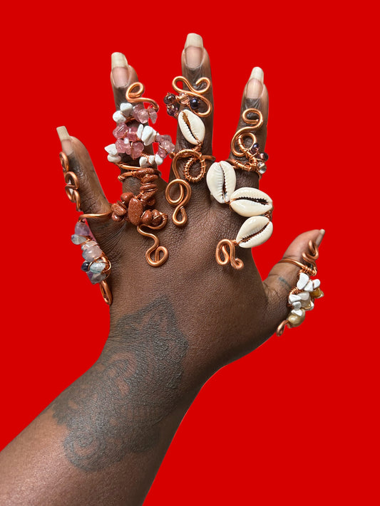 Aluminum Beaded Psychedelic Copper Rings