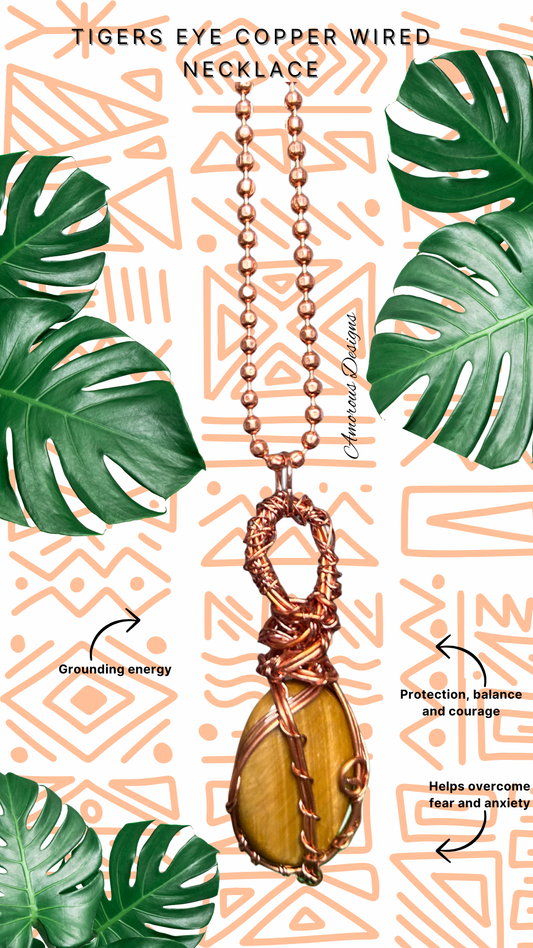 Tiger's Eye Copper Wired Necklace