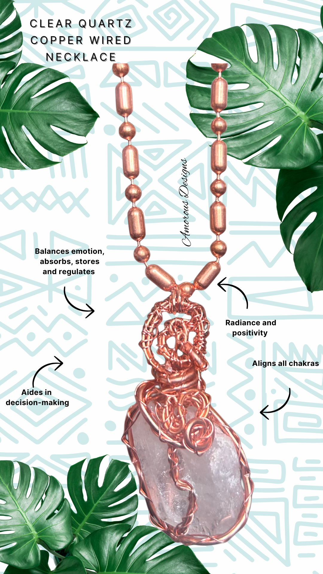 Clear Quartz Coiled Copper Necklace