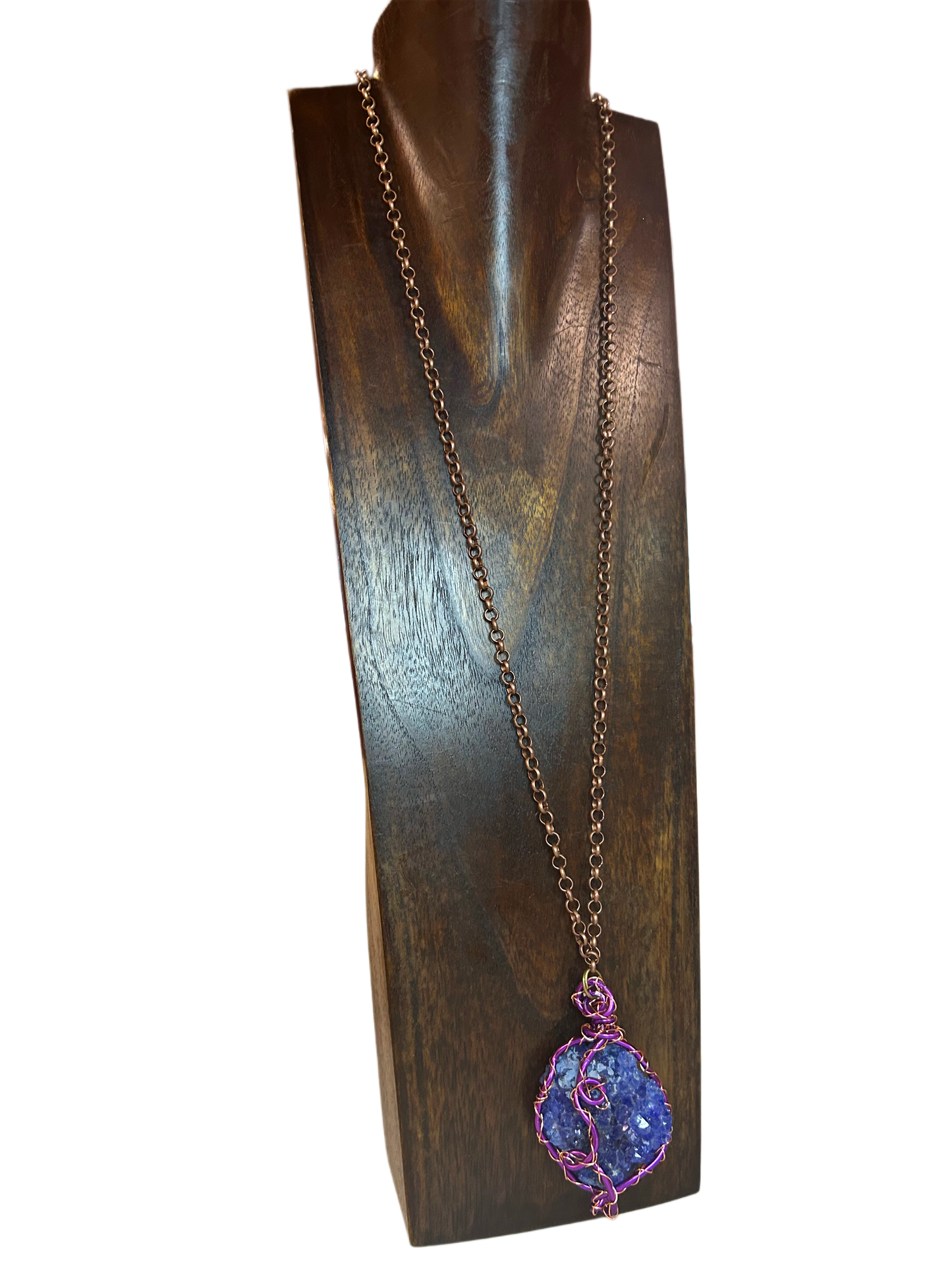 Dyed Amethyst Copper Purple Wired Necklace