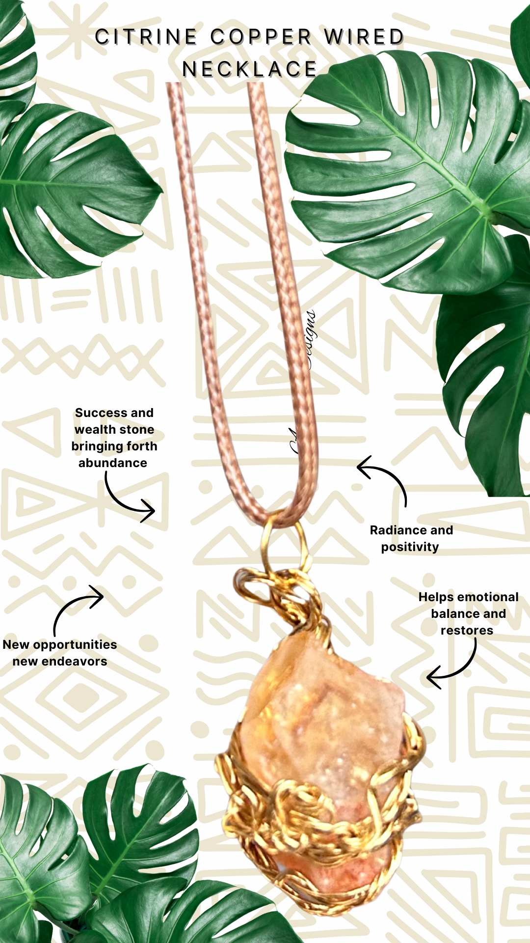 Citrine Copper Wired Necklace