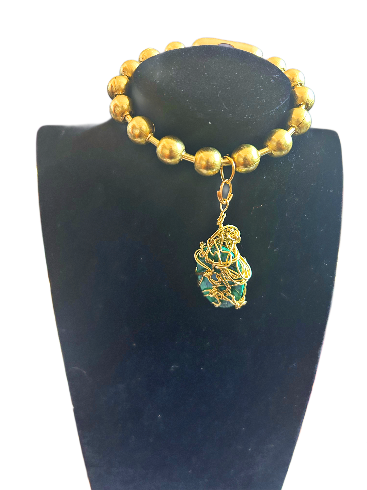 Malachite Brass Bracelet