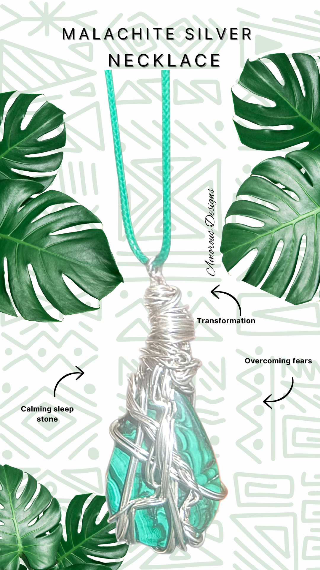 Malachite Silver Wired Necklace