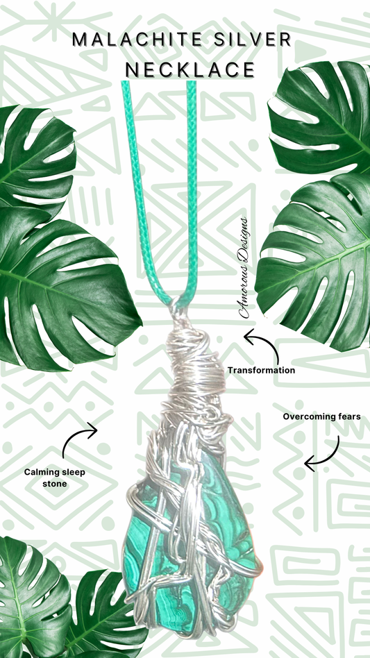Malachite Silver Wired Necklace