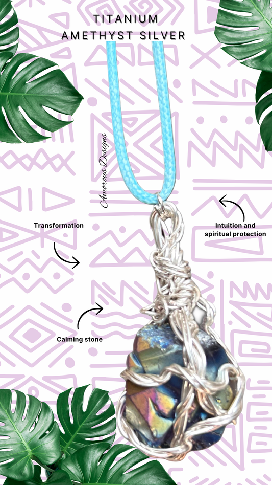 Titanium Amethyst Silver Wired Necklace
