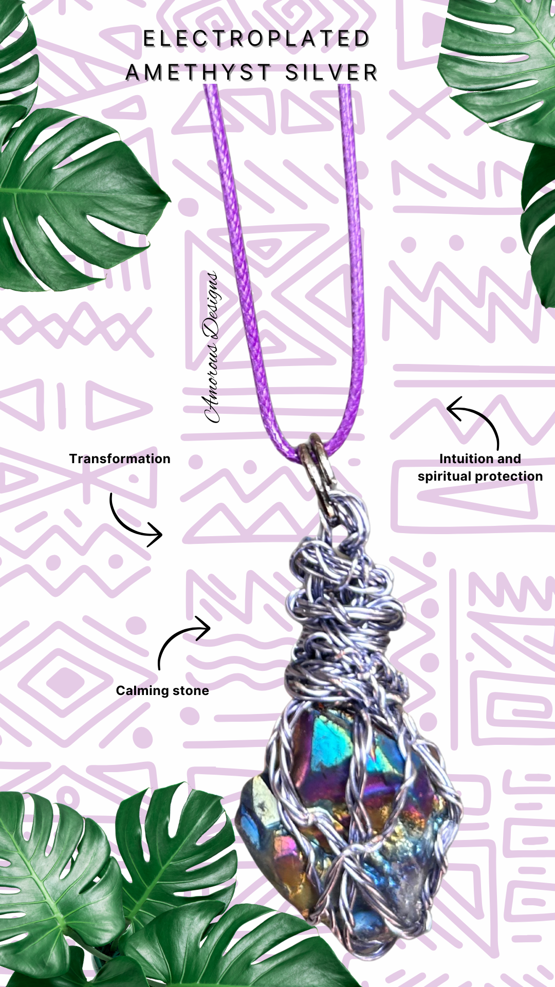 Electroplated Amethyst Lavender Wired Necklace