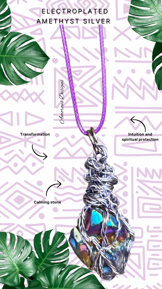 Electroplated Amethyst Lavender Wired Necklace