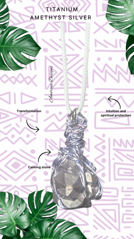 Titanium Amethyst Silver Wired Necklace