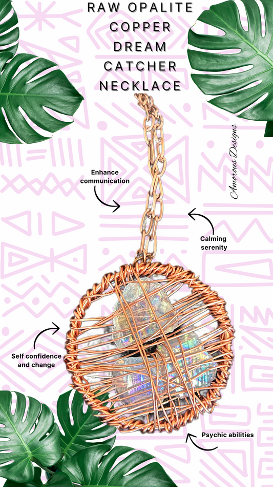 Raw Opalite Copper Dream Catcher Necklace
