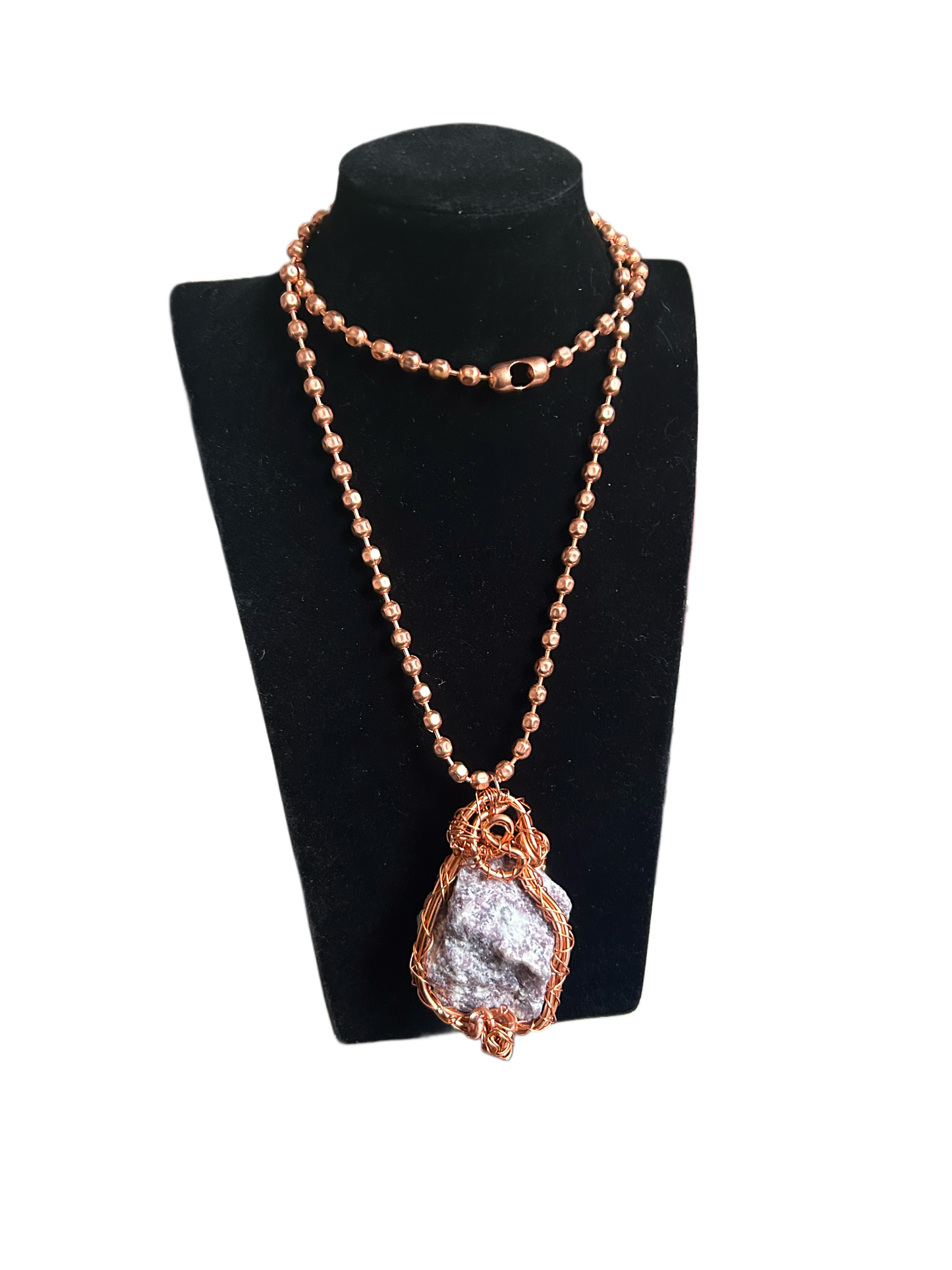Lepidolite Double Alum/Copper Wired Necklace