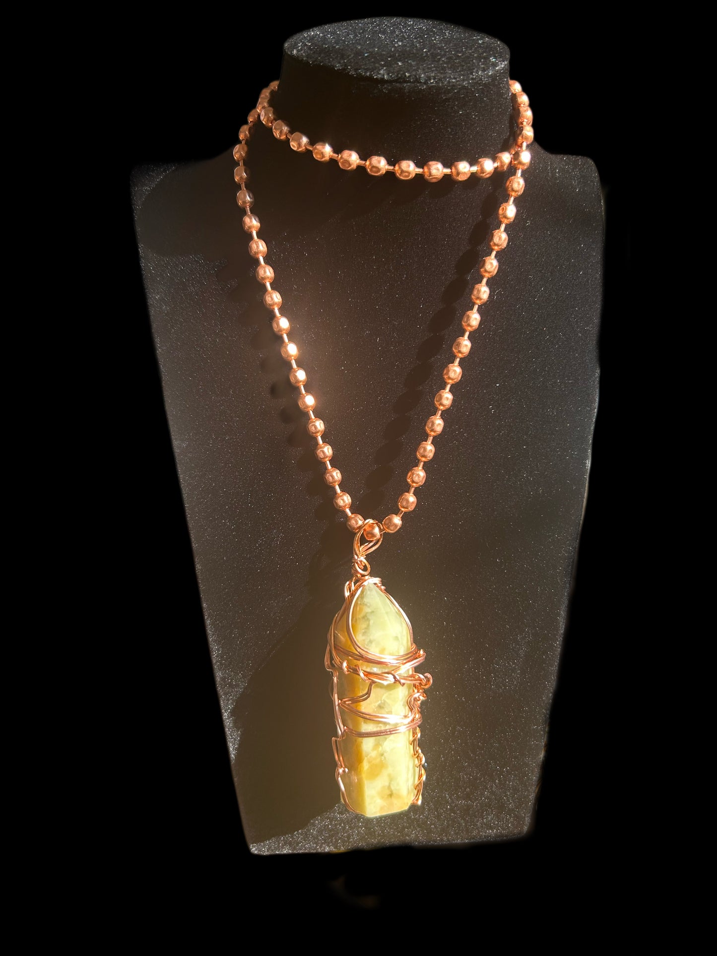 Green Opal Tower Copper Wired Necklace