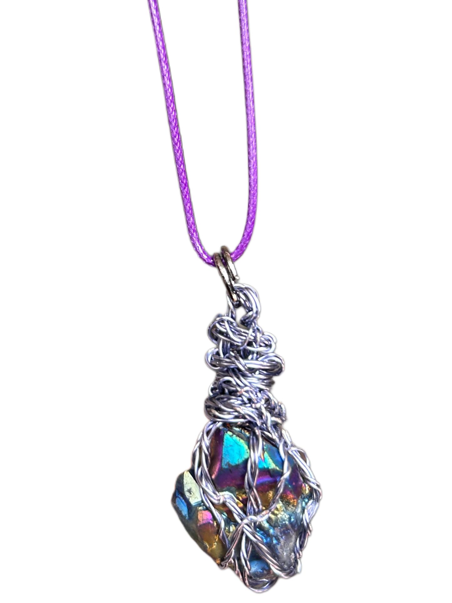 Electroplated Amethyst Lavender Wired Necklace