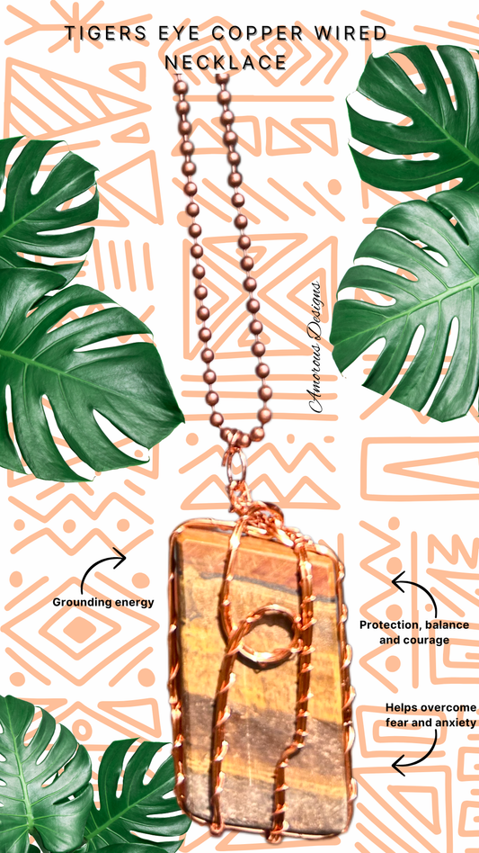Tiger's Eye Copper Wired Necklace