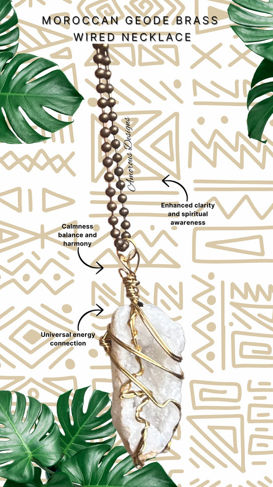 Moroccan Geode Brass Wrapped Necklace