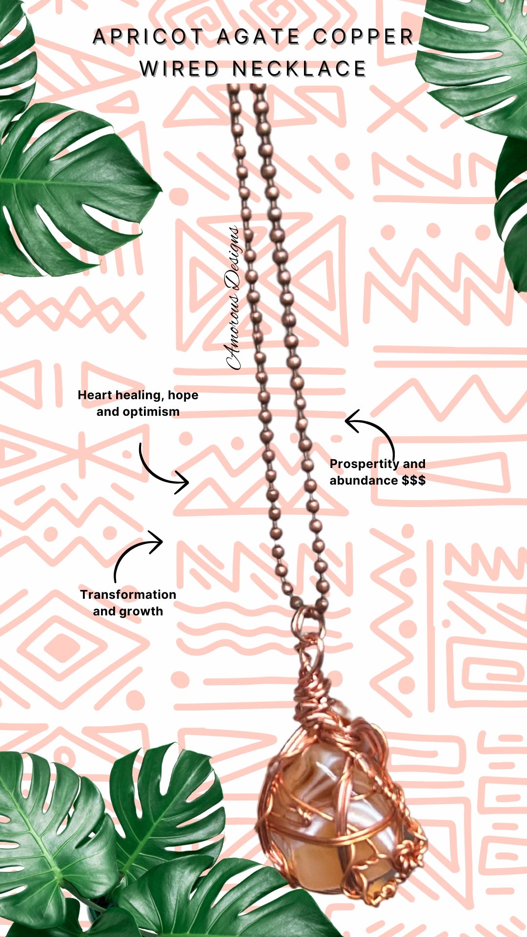 Apricot Agate Copper Wired Necklace