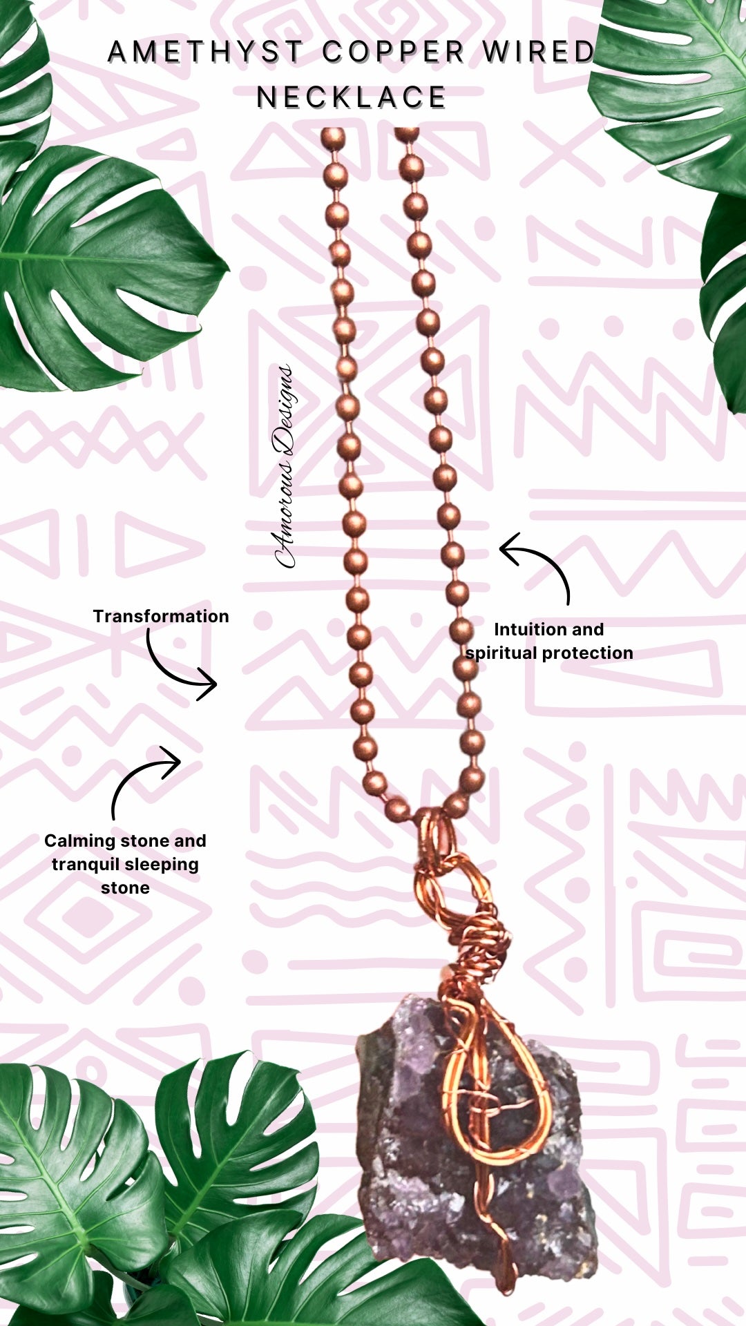 Amethyst Copper Wired Necklace