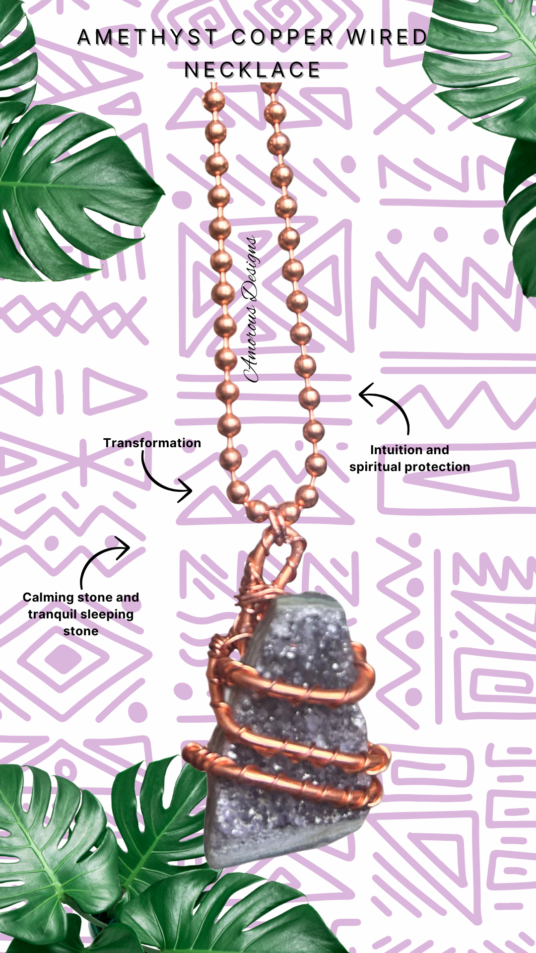 Amethyst Copper Wired Necklace 04-1