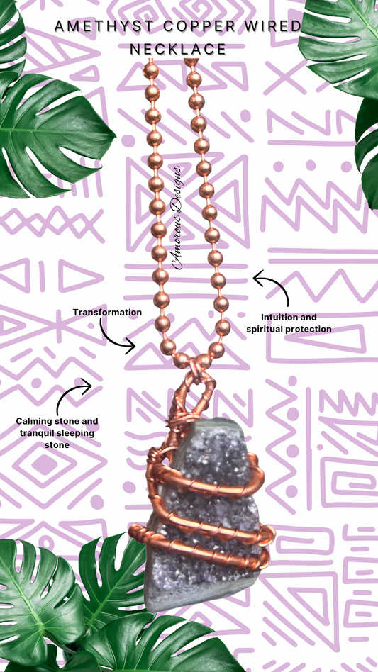 Amethyst Copper Wired Necklace 04-1