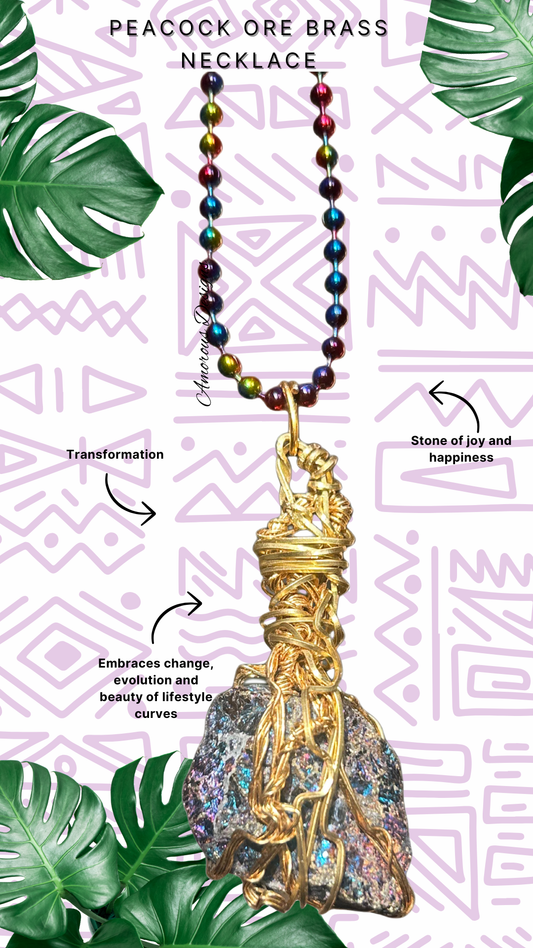 Peacock Ore Brass Wired Necklace