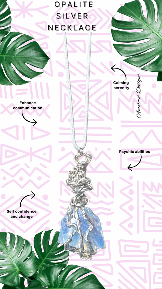 Raw Opalite Silver Wired Necklace