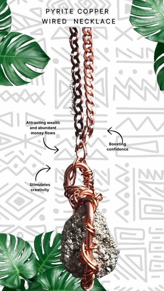 Pyrite Copper Wired Necklace