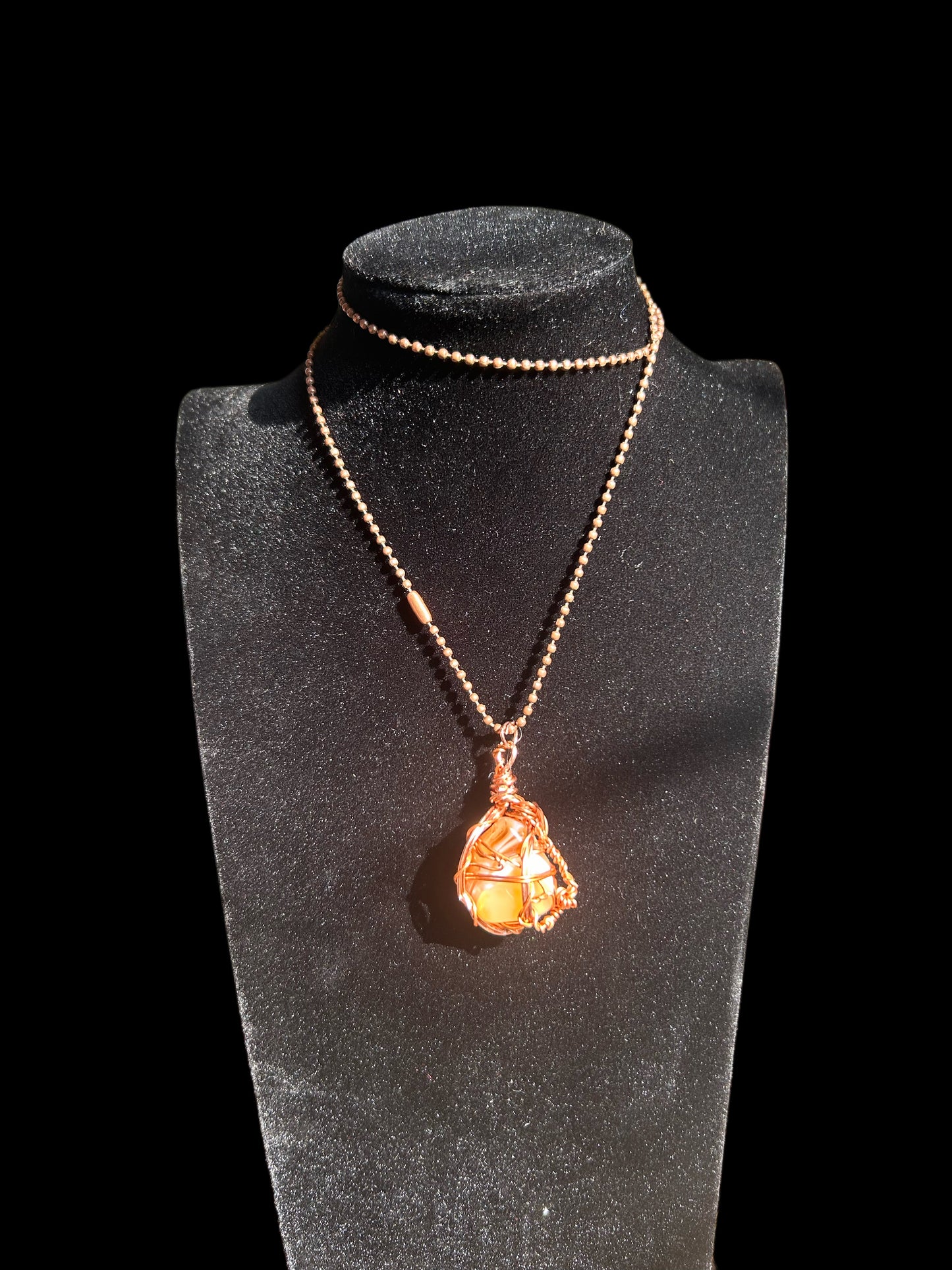 Apricot Agate Copper Wired Necklace