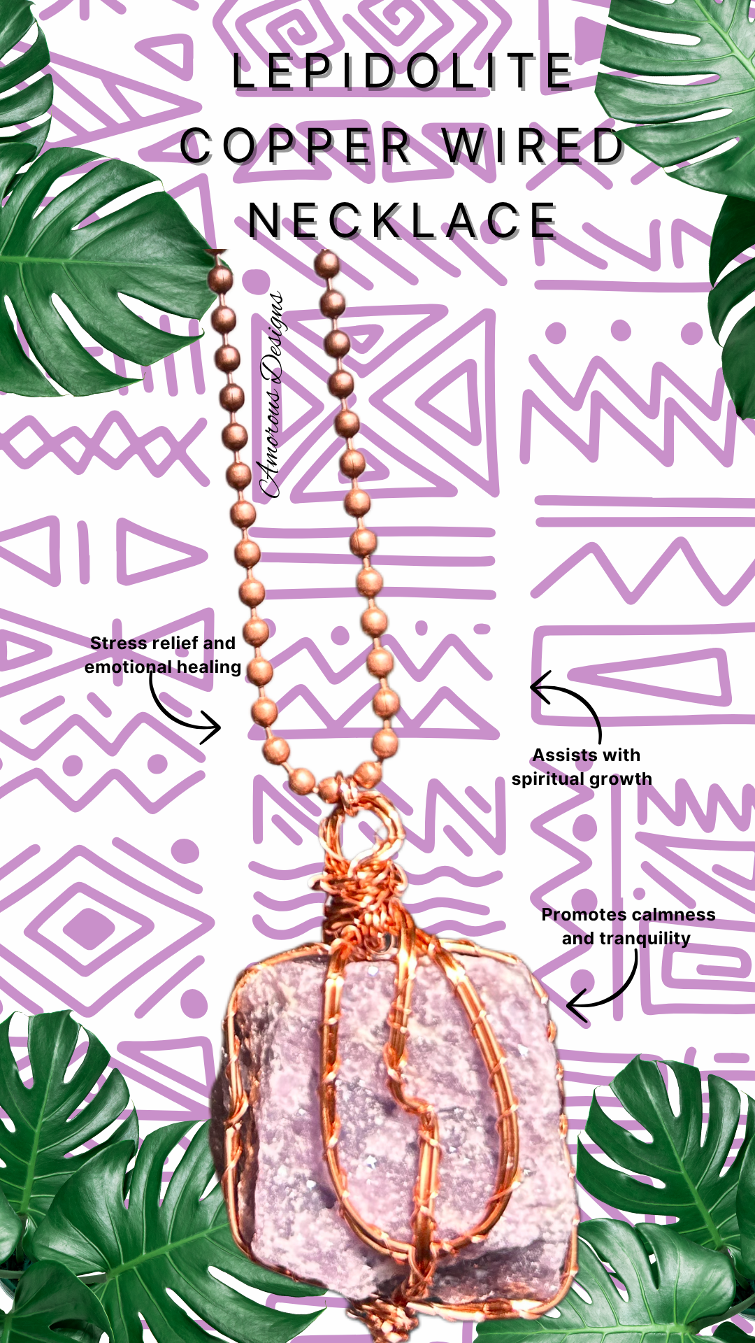 Lepidolite Copper Wired Necklace