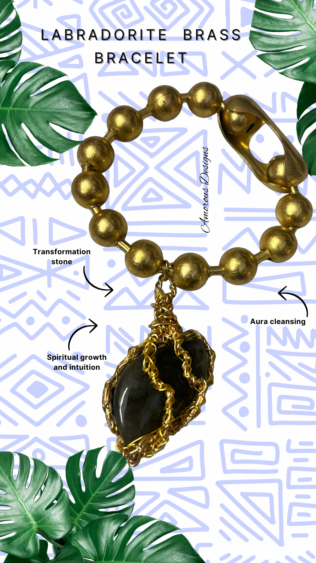 Labradorite Brass Bracelet