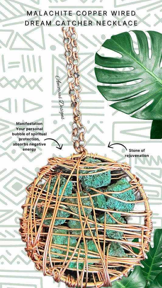 Malachite Copper Dream Catcher Necklace